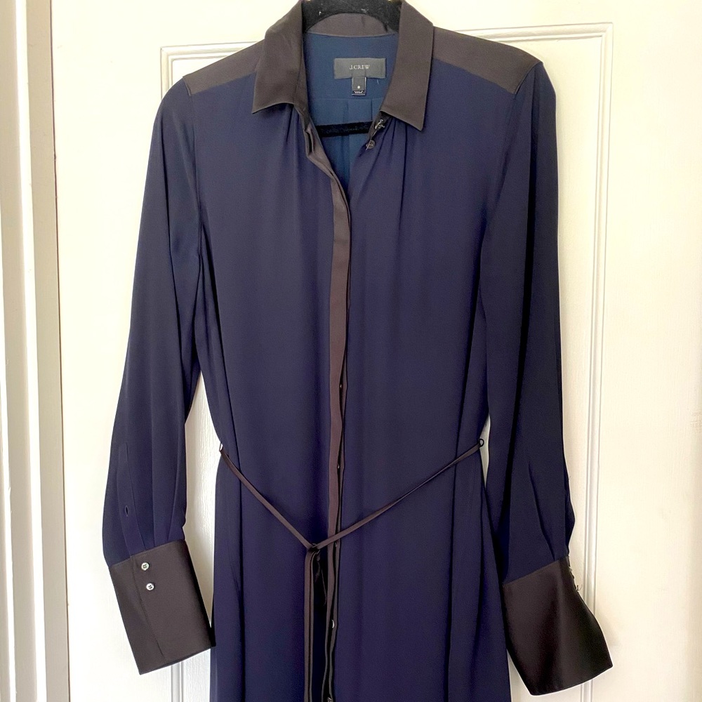 JCrew Navy & Black Silk Shirtdress